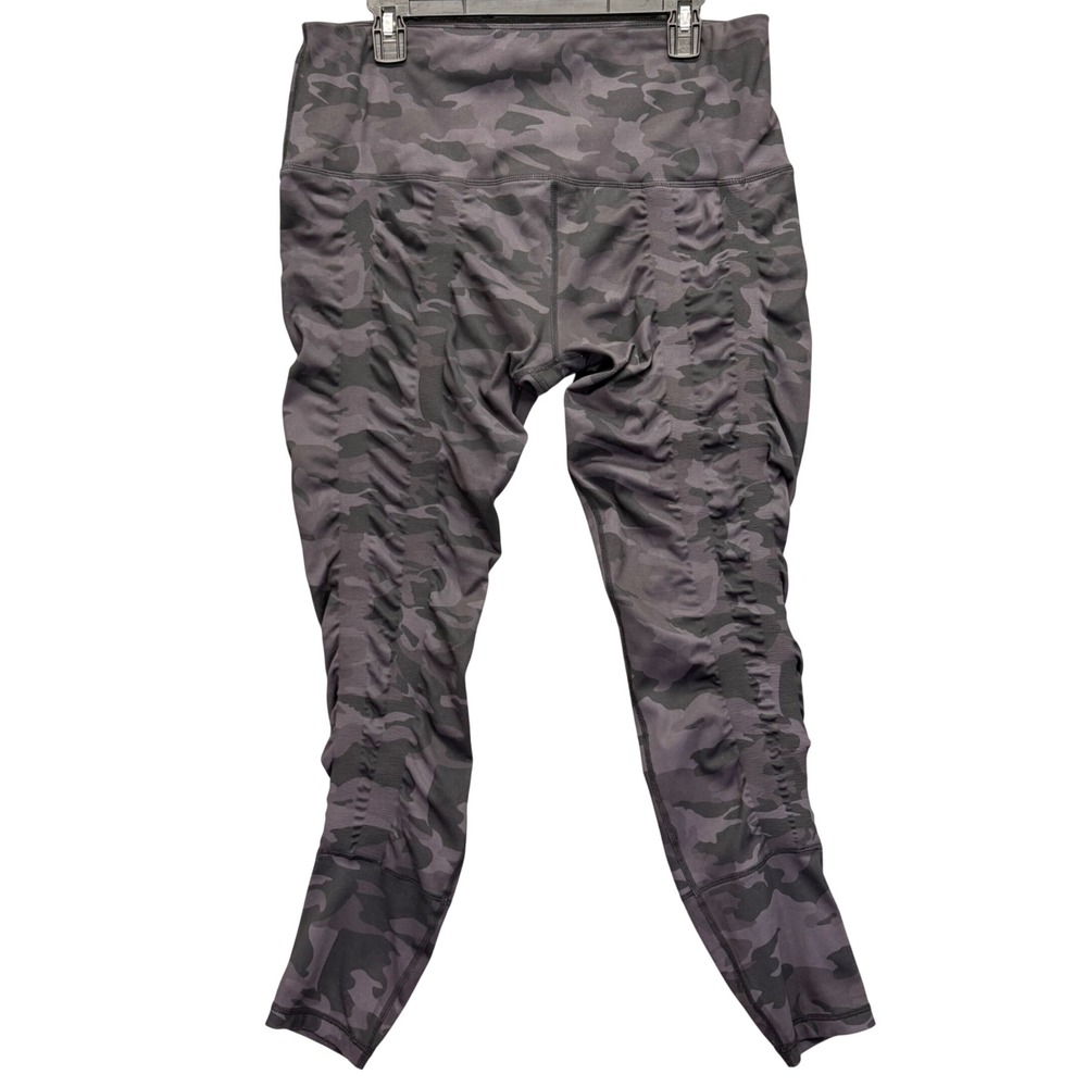 Sweetflexx Leggings Womens 16 Gray Camo Ruched Resistance Compression Yoga Gym